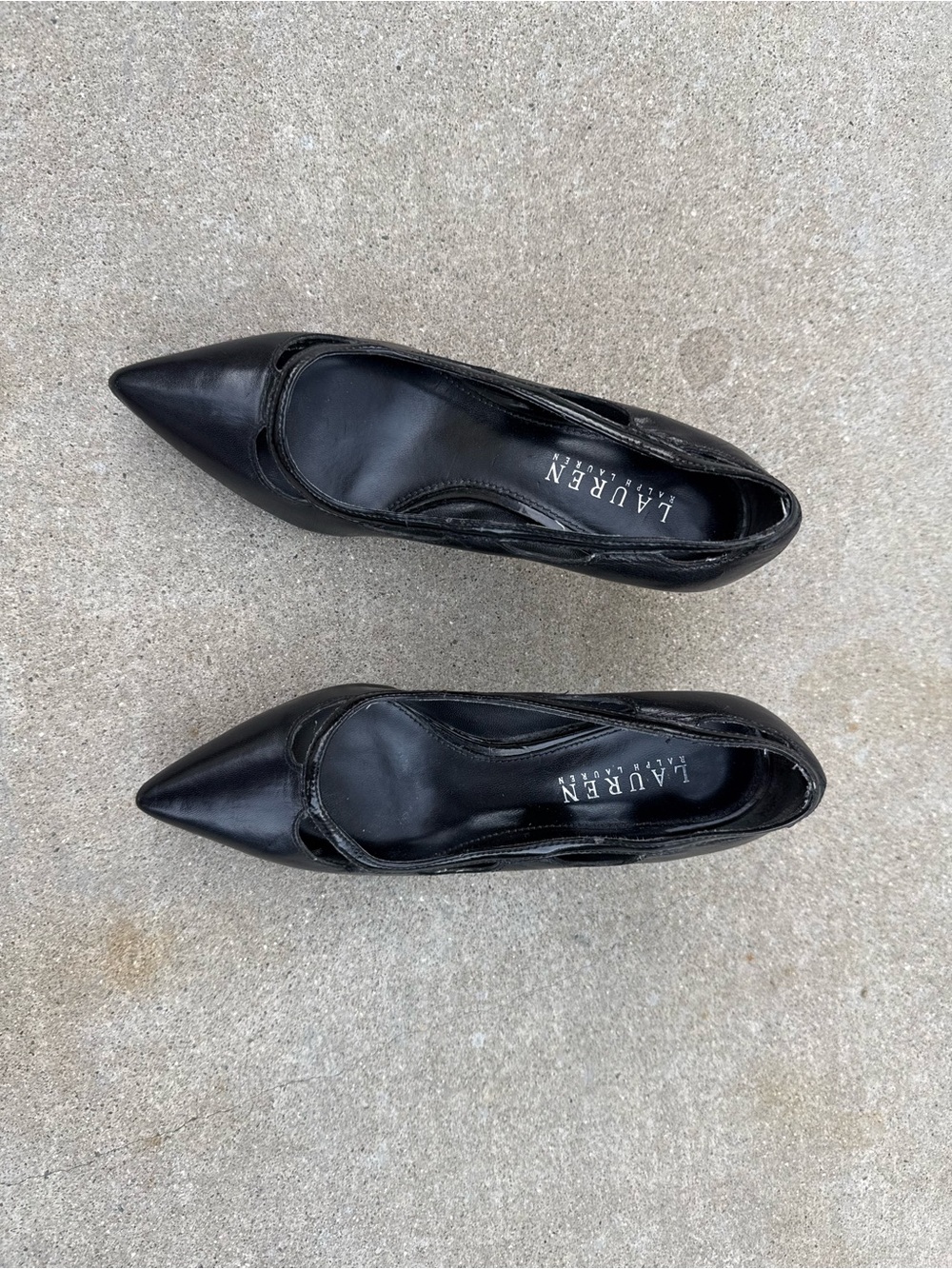 Lauren Ralph Lauren Black Leather Pointed Toe Pumps
